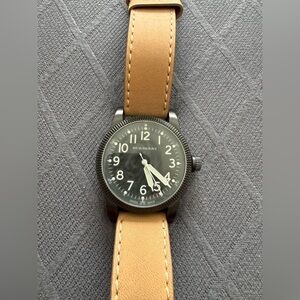 Burberry Black Dial with Tan Leather Strap Men's Watch